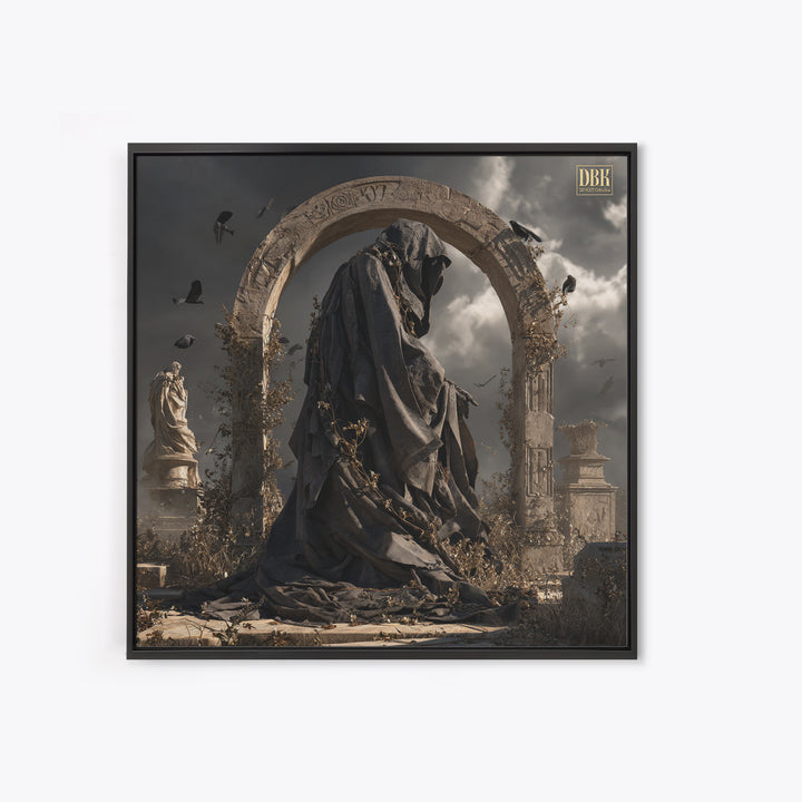 The Stone-Circle Spirit, Square Wall Art, Macabre Wall Art, Framed Canvas Print, Halloween Wall Decor, Gothic Home Decor, Horror Wall Art
