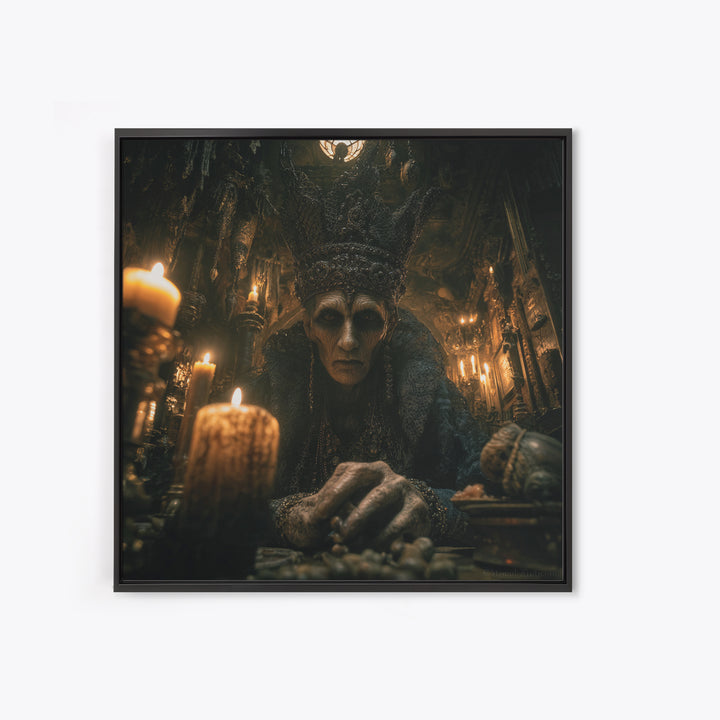 The Cave Oracle, Square Wall Art, Macabre Wall Art, Framed Canvas Print, Halloween Wall Decor, Gothic Home Decor, Spooky Wall Decor