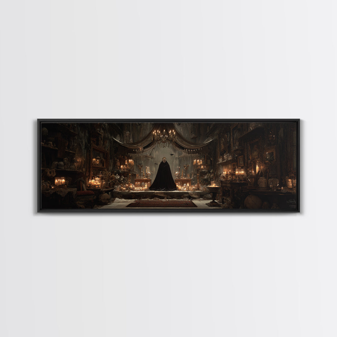 The Cave Oracle, Extra Wide Wall Art, Macabre Wall Art, Framed Canvas Print, Halloween Wall Decor, Gothic Home Decor, Halloween Decor