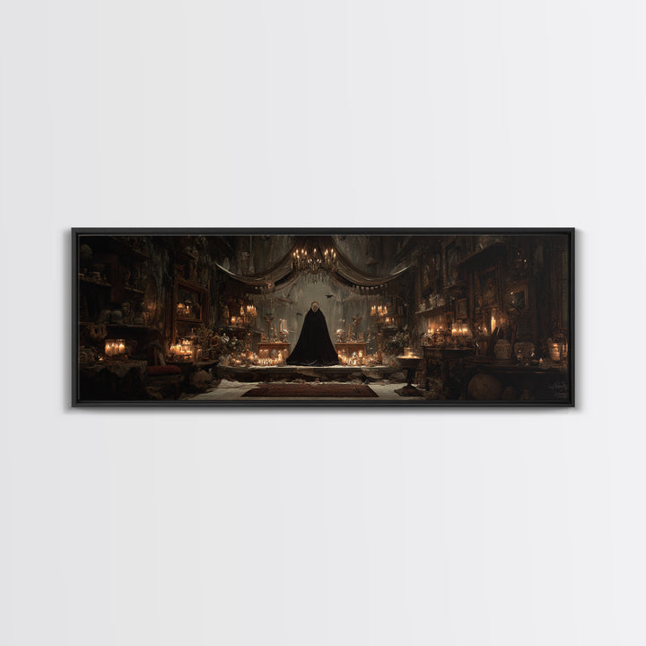 The Cave Oracle, Extra Wide Wall Art, Macabre Wall Art, Framed Canvas Print, Halloween Wall Decor, Gothic Home Decor, Halloween Decor