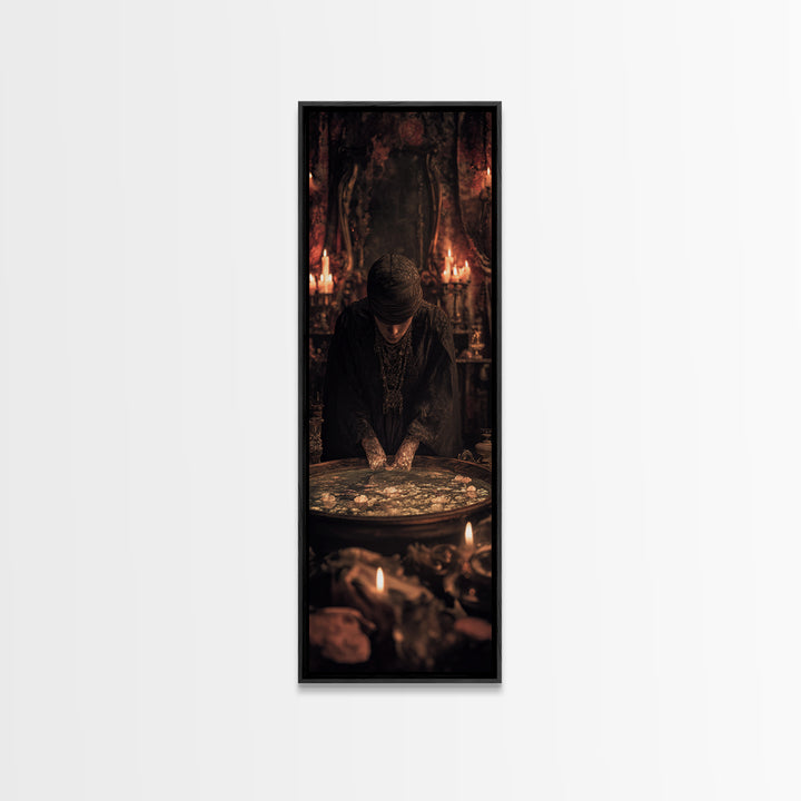 The Cave Oracle, Tall Narrow Wall Art, Dark Halloween Decor, Canvas Print, Halloween Wall Decor, Gothic Home Decor, Collectible Wall Decor