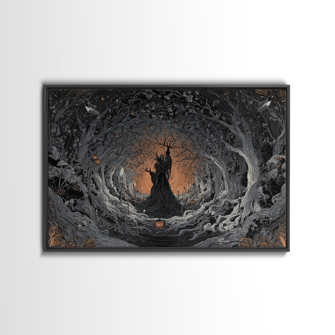 The Orchard Hag, Landscape Wall Art, Gothic Horror Wall Art, Framed Canvas Print, Halloween Wall Decor, Gothic Home Decor, Spooky Wall Decor