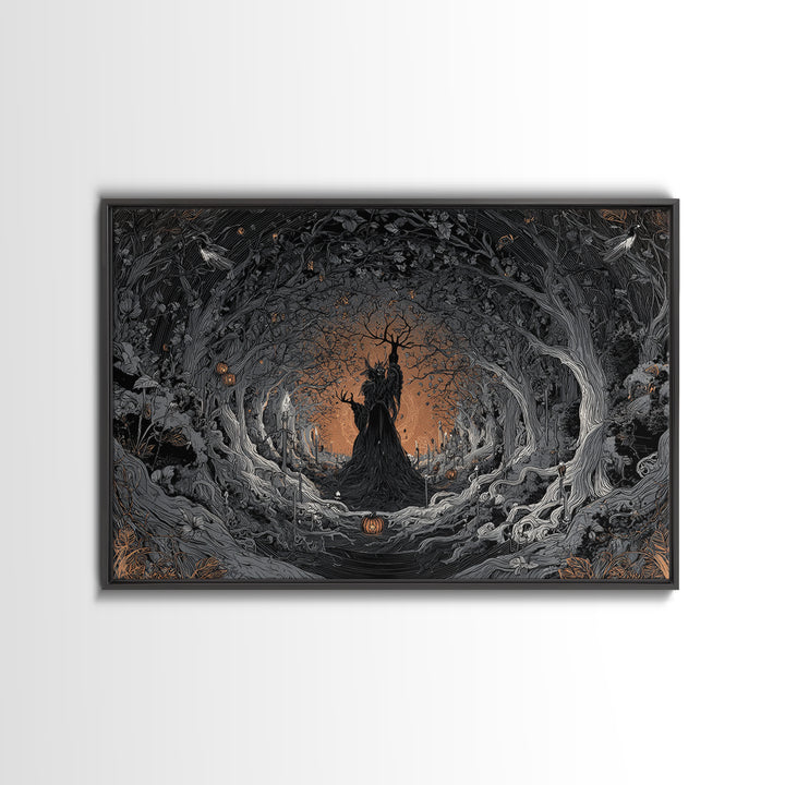 The Orchard Hag, Landscape Wall Art, Gothic Horror Wall Art, Framed Canvas Print, Halloween Wall Decor, Gothic Home Decor, Spooky Wall Decor