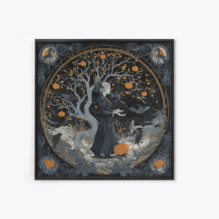 The Orchard Hag, Square Wall Art, Macabre Wall Art, Framed Canvas Print, Halloween Wall Decor, Gothic Home Decor, Statement Wall Art