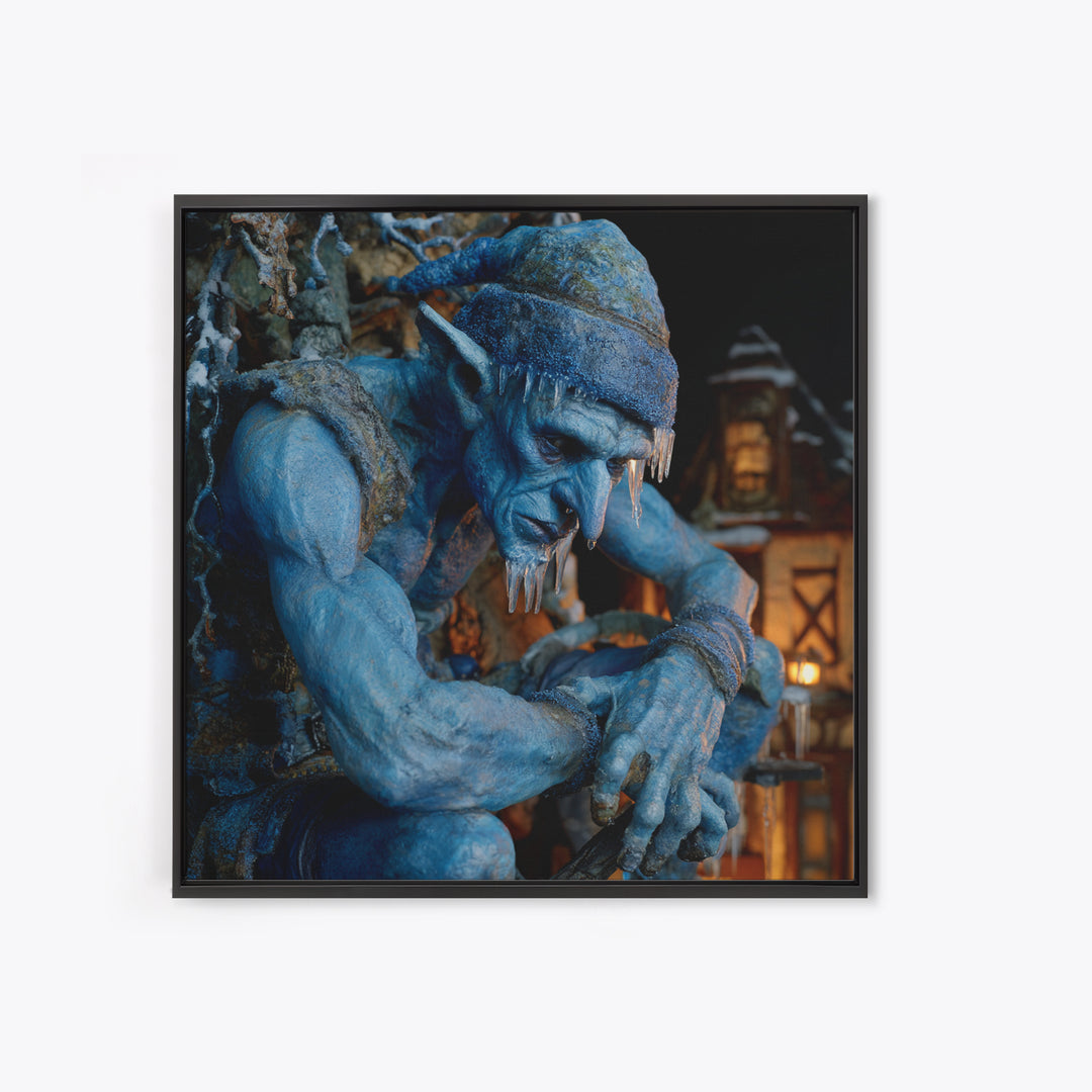 The Frost Goblin, Square Wall Art, Dark Halloween Decor, Canvas Print, Halloween Wall Decor, Gothic Home Decor, Statement Wall Art