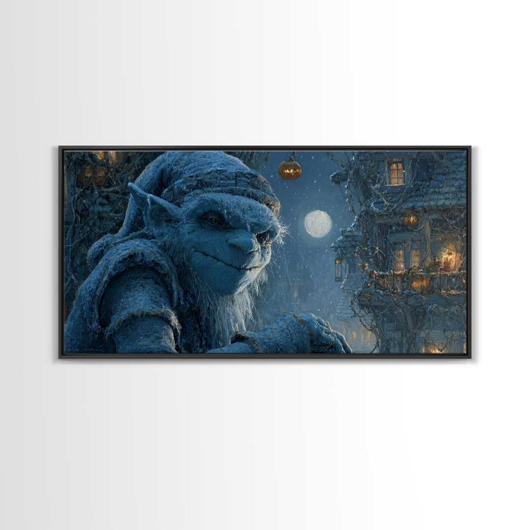 The Frost Goblin, Wide Panoramic Art, Dark Halloween Decor, Canvas Print, Halloween Wall Decor, Gothic Home Decor, Collectible Wall Decor