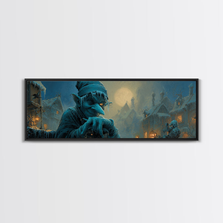 The Frost Goblin, Extra Wide Wall Art, Spooky Home Decor, Canvas Print, Halloween Wall Decor, Gothic Home Decor, Horror Wall Art