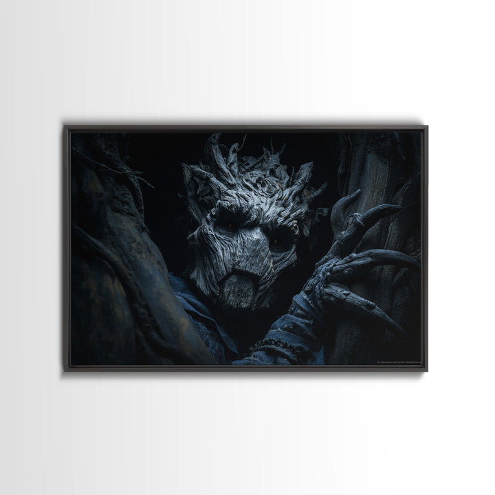 The Hollow-Tree Monster, Landscape Wall Art, Macabre Wall Art, Framed Canvas Print, Halloween Wall Decor, Gothic Home Decor