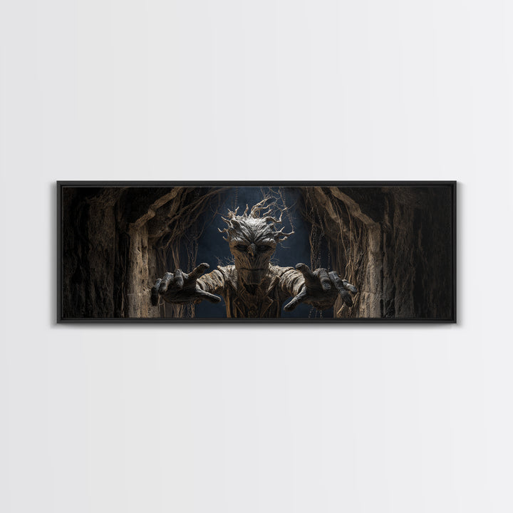 The Hollow-Tree Monster, Extra Wide Wall Art, Haunted Gothic Art, Framed Canvas Print, Halloween Wall Decor, Gothic Home Decor