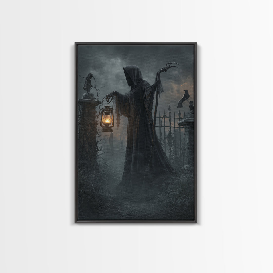 The Crossroads Spirit, Vertical Wall Art, Haunted Gothic Art, Framed Canvas Print, Halloween Wall Decor, Gothic Home Decor
