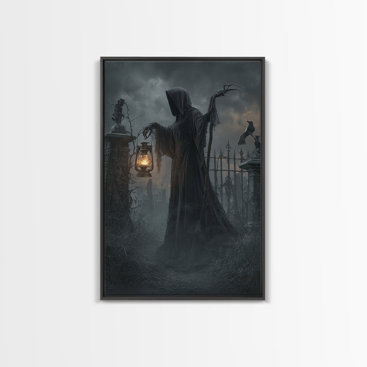 The Crossroads Spirit, Vertical Wall Art, Haunted Gothic Art, Framed Canvas Print, Halloween Wall Decor, Gothic Home Decor