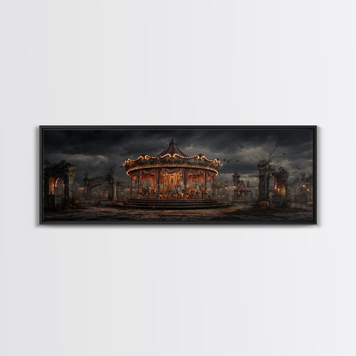 The Abandoned Carnival, Extra Wide Wall Art, Dark Fantasy Wall Art, Canvas Print, Halloween Wall Decor, Gothic Home Decor