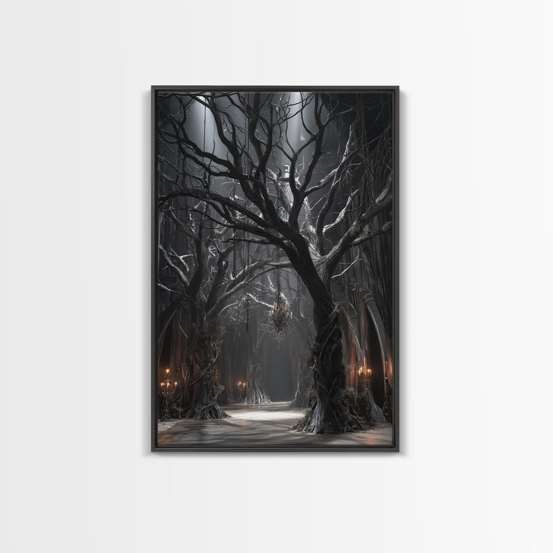 The Witch'S Forest, Vertical Wall Art, Gothic Horror Wall Art, Framed Canvas Print, Halloween Wall Decor, Gothic Home Decor