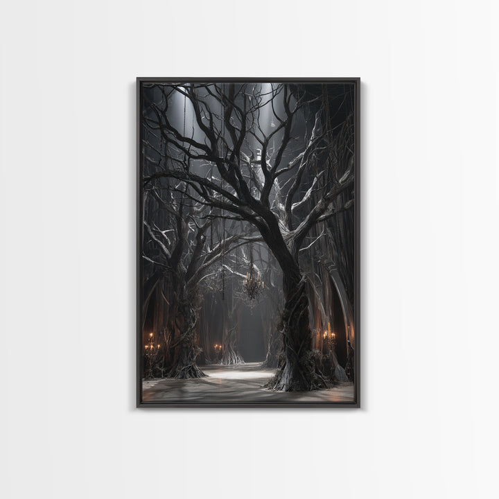 The Witch'S Forest, Vertical Wall Art, Gothic Horror Wall Art, Framed Canvas Print, Halloween Wall Decor, Gothic Home Decor