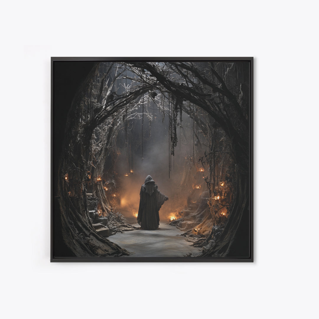 The Witch'S Forest, Square Wall Art, Dark Fantasy Wall Art, Canvas Print, Halloween Wall Decor, Gothic Home Decor, Macabre Wall Art
