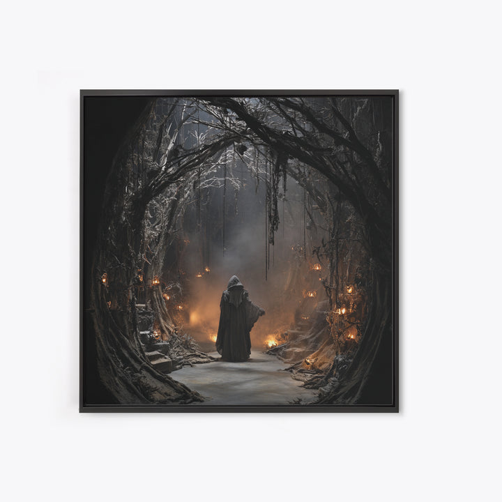 The Witch'S Forest, Square Wall Art, Dark Fantasy Wall Art, Canvas Print, Halloween Wall Decor, Gothic Home Decor, Macabre Wall Art