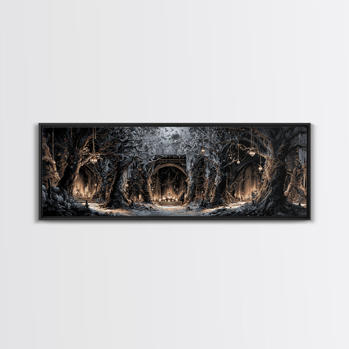 The Witch'S Forest, Extra Wide Wall Art, Dark Halloween Decor, Canvas Print, Halloween Wall Decor, Gothic Home Decor, Macabre Wall Art