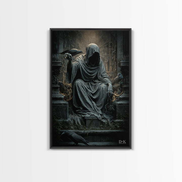 The Forgotten Crypt, Vertical Wall Art, Macabre Wall Art, Framed Canvas Print, Halloween Wall Decor, Gothic Home Decor, Seasonal Home Decor