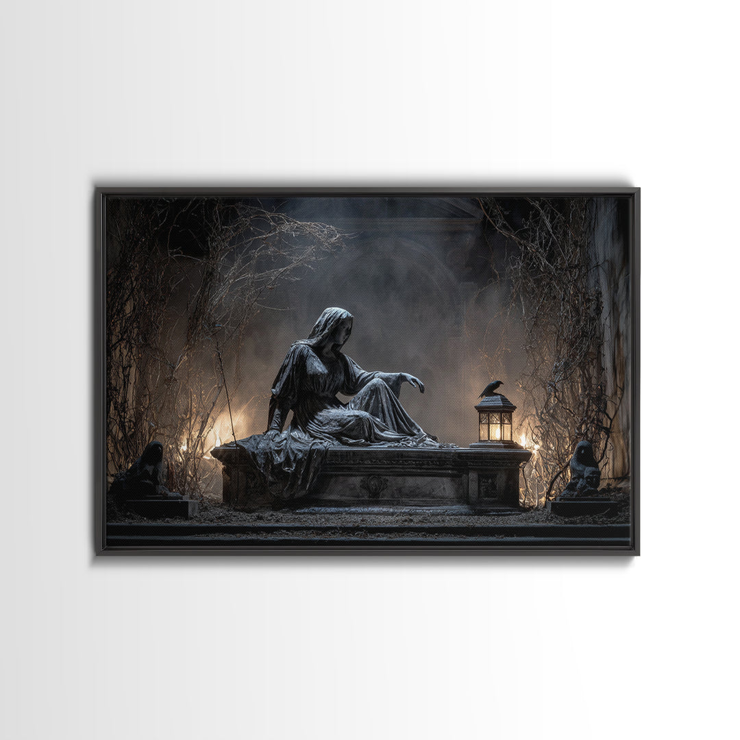 The Forgotten Crypt, Landscape Wall Art, Spooky Home Decor, Canvas Print, Halloween Wall Decor, Gothic Home Decor, Statement Wall Art