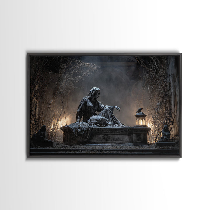 The Forgotten Crypt, Landscape Wall Art, Spooky Home Decor, Canvas Print, Halloween Wall Decor, Gothic Home Decor, Statement Wall Art