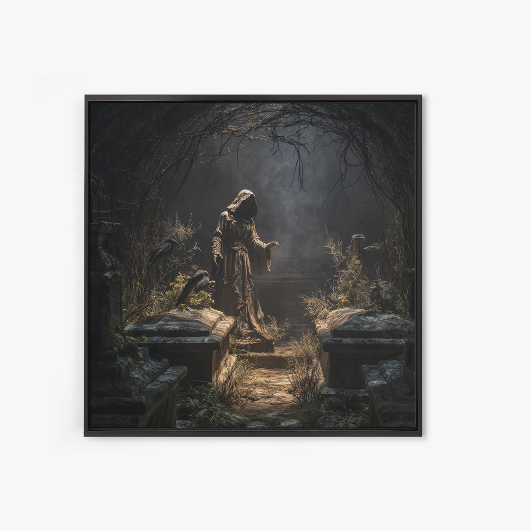 The Forgotten Crypt, Square Wall Art, Dark Halloween Decor, Canvas Print, Halloween Wall Decor, Gothic Home Decor, Horror Wall Art