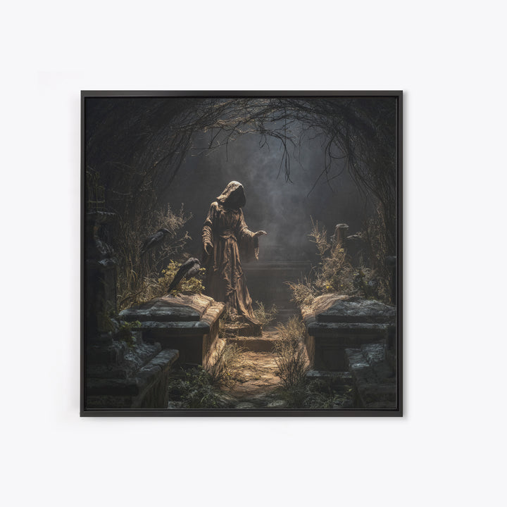 The Forgotten Crypt, Square Wall Art, Dark Halloween Decor, Canvas Print, Halloween Wall Decor, Gothic Home Decor, Horror Wall Art