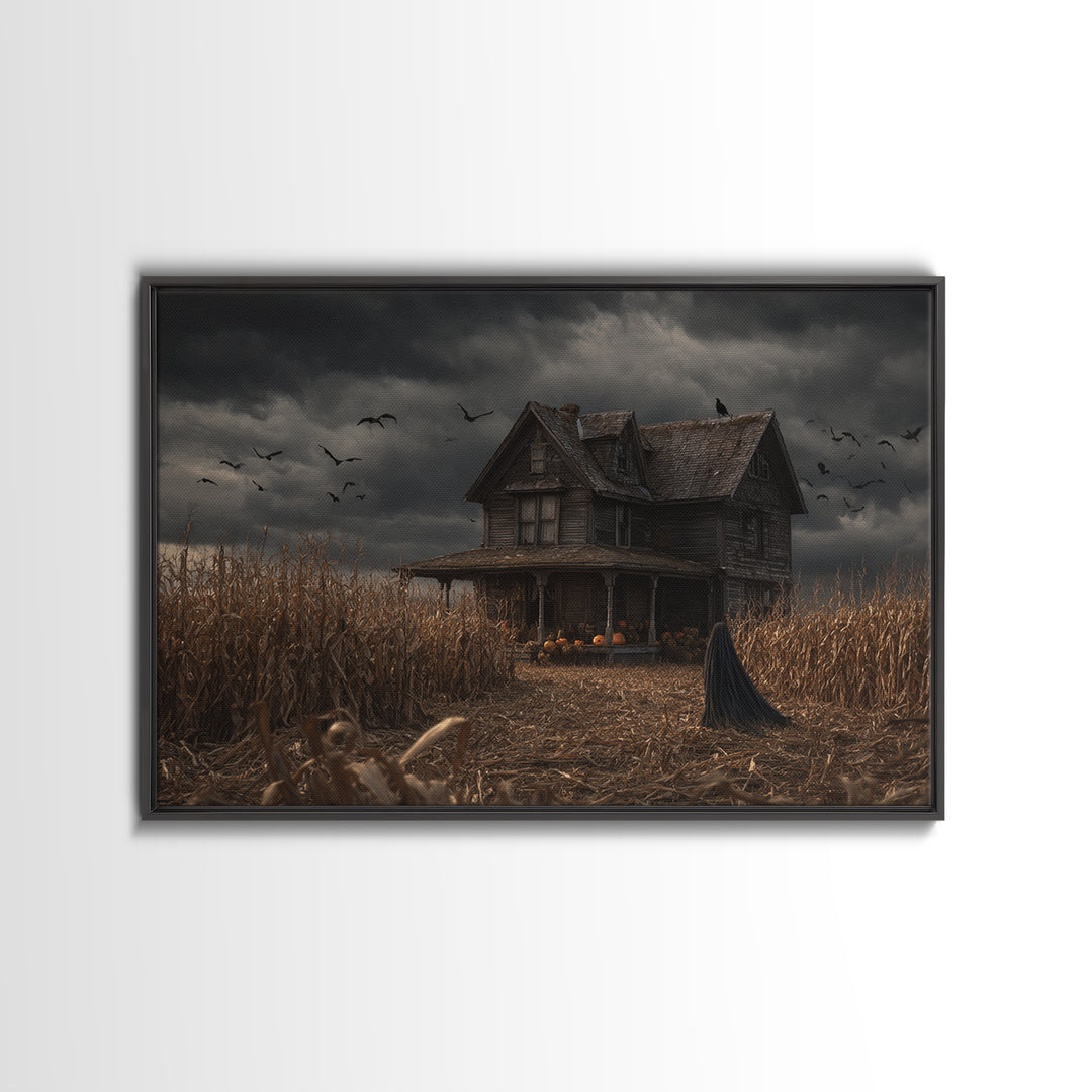 The Possessed Farmhouse, Landscape Wall Art, Dark Halloween Decor, Canvas Print, Halloween Wall Decor, Gothic Home Decor, Macabre Wall Art