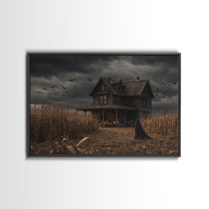 The Possessed Farmhouse, Landscape Wall Art, Dark Halloween Decor, Canvas Print, Halloween Wall Decor, Gothic Home Decor, Macabre Wall Art