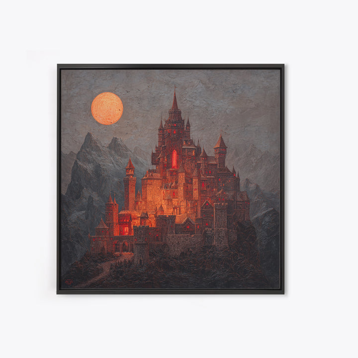 The Vampire Castle, Square Wall Art, Spooky Home Decor, Canvas Print, Halloween Wall Decor, Gothic Home Decor, Dark Fantasy Art