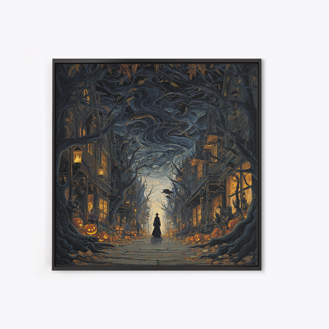 The Ghost Town Main Street, Square Wall Art, Spooky Home Decor, Canvas Print, Halloween Wall Decor, Gothic Home Decor