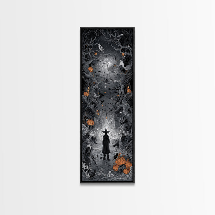 The Ghost Town Main Street, Tall Narrow Wall Art, Dark Fantasy Wall Art, Canvas Print, Halloween Wall Decor, Gothic Home Decor