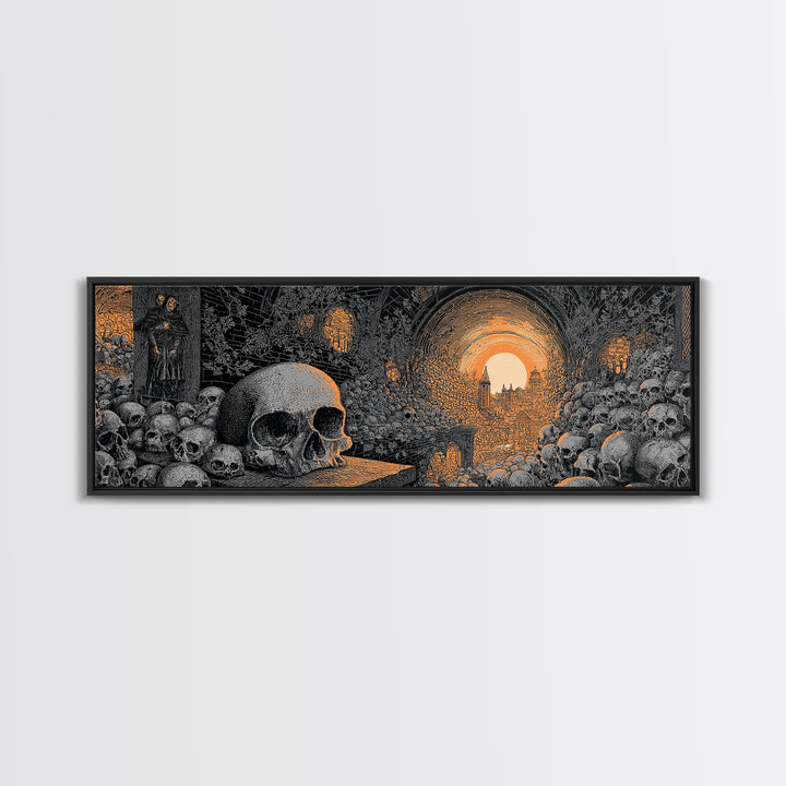 The Endless Catacombs, Extra Wide Wall Art, Dark Halloween Decor, Canvas Print, Halloween Wall Decor, Gothic Home Decor