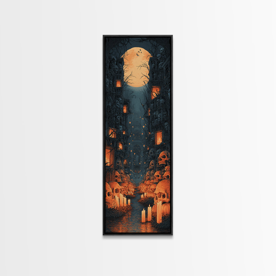 The Endless Catacombs, Tall Narrow Wall Art, Spooky Home Decor, Canvas Print, Halloween Wall Decor, Gothic Home Decor, Spooky Wall Decor