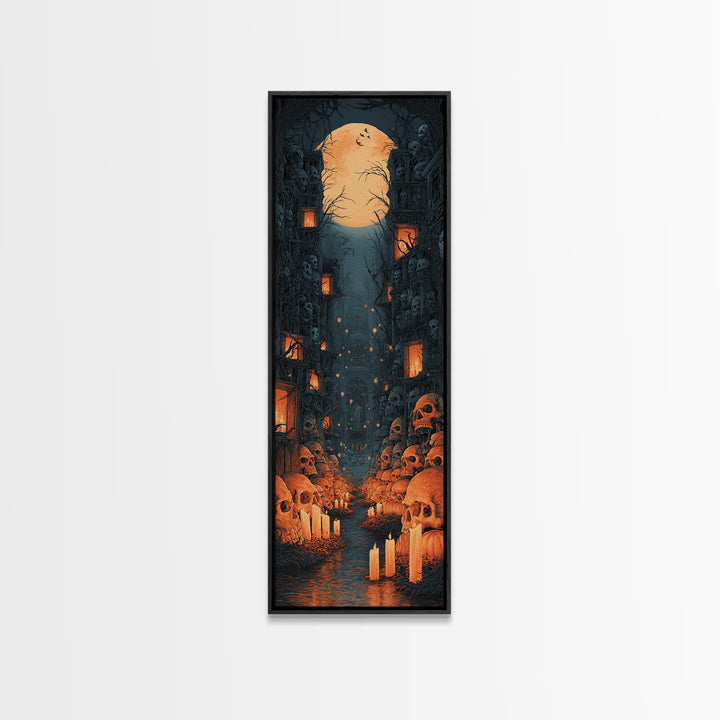 The Endless Catacombs, Tall Narrow Wall Art, Spooky Home Decor, Canvas Print, Halloween Wall Decor, Gothic Home Decor, Spooky Wall Decor