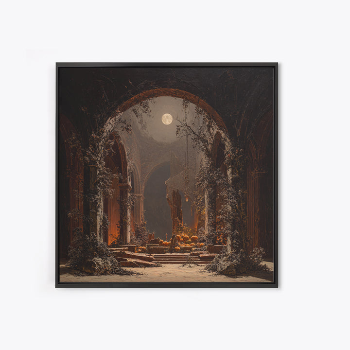 The Overgrown Chapel, Square Wall Art, Spooky Home Decor, Canvas Print, Halloween Wall Decor, Gothic Home Decor, Spooky Wall Decor