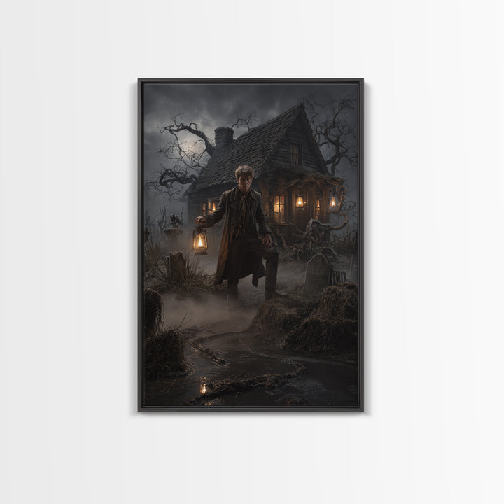 The Foggy Swamp Shack, Vertical Wall Art, Spooky Home Decor, Canvas Print, Halloween Wall Decor, Gothic Home Decor, Seasonal Home Decor