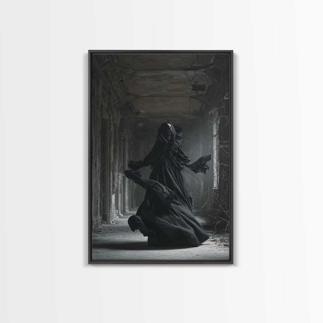 The Derelict Asylum, Vertical Wall Art, Macabre Wall Art, Framed Canvas Print, Halloween Wall Decor, Gothic Home Decor, Halloween Decor