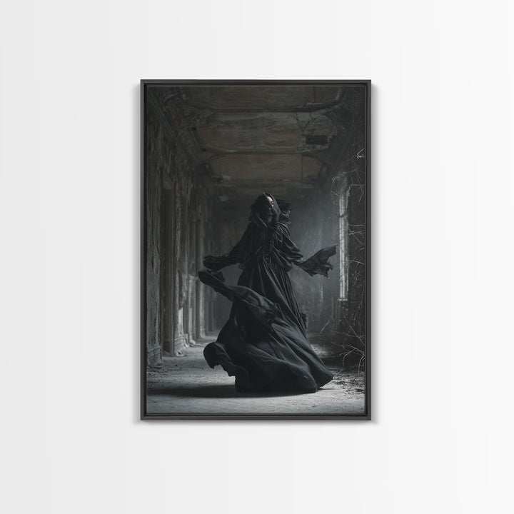The Derelict Asylum, Vertical Wall Art, Macabre Wall Art, Framed Canvas Print, Halloween Wall Decor, Gothic Home Decor, Halloween Decor