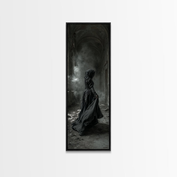 The Derelict Asylum, Tall Narrow Wall Art, Dark Halloween Decor, Canvas Print, Halloween Wall Decor, Gothic Home Decor, Macabre Wall Art
