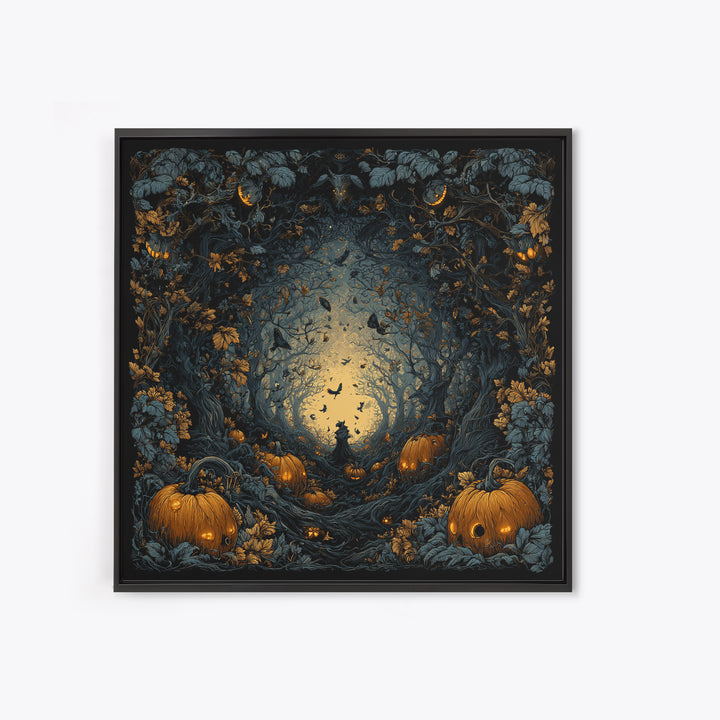 The Pumpkin Patch Maze, Square Wall Art, Dark Halloween Decor, Canvas Print, Halloween Wall Decor, Gothic Home Decor, Collectible Wall Decor