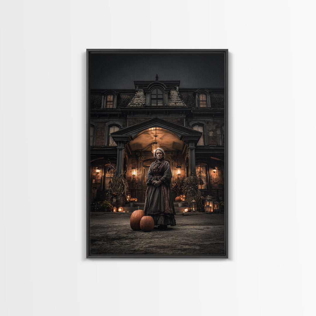 The Haunted Hotel, Vertical Wall Art, Macabre Wall Art, Framed Canvas Print, Halloween Wall Decor, Gothic Home Decor, Spooky Wall Decor