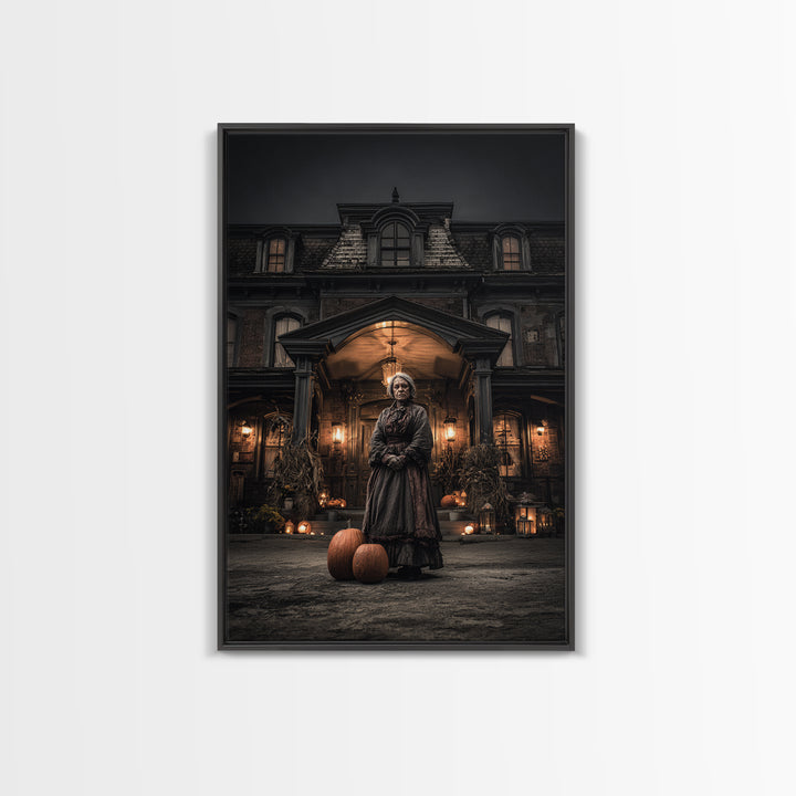 The Haunted Hotel, Vertical Wall Art, Macabre Wall Art, Framed Canvas Print, Halloween Wall Decor, Gothic Home Decor, Spooky Wall Decor