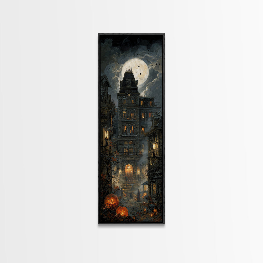 The Haunted Hotel, Tall Narrow Wall Art, Spooky Home Decor, Canvas Print, Halloween Wall Decor, Gothic Home Decor, Macabre Wall Art