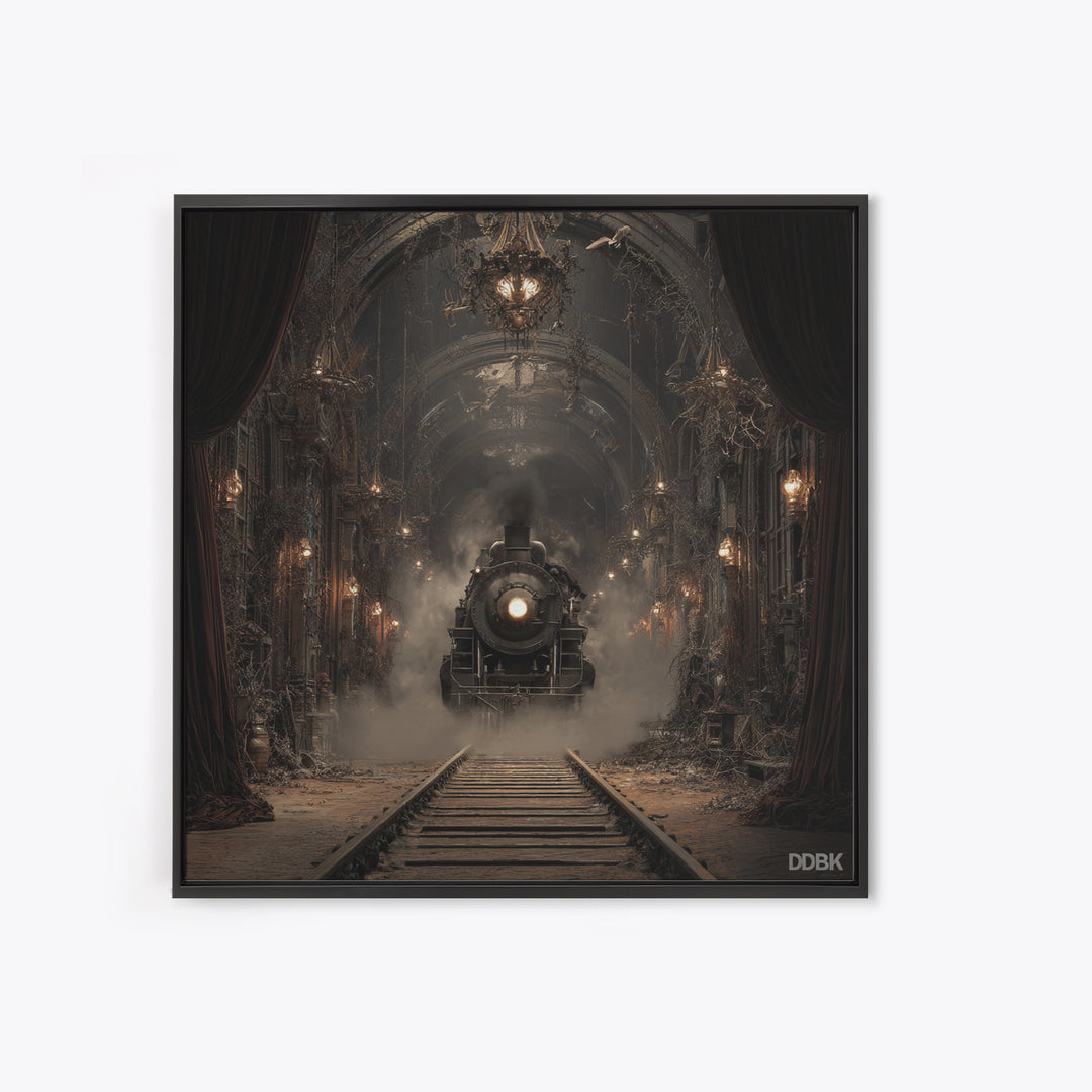 The Abandoned Train Station, Square Wall Art, Spooky Home Decor, Canvas Print, Halloween Wall Decor, Gothic Home Decor, Spooky Wall Decor