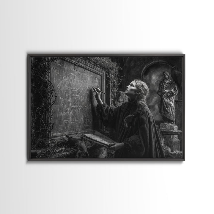 The Silent Schoolhouse, Landscape Wall Art, Haunted Gothic Art, Framed Canvas Print, Halloween Wall Decor, Gothic Home Decor