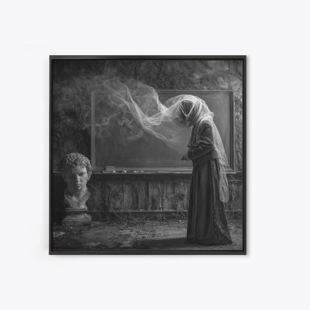 The Silent Schoolhouse, Square Wall Art, Gothic Horror Wall Art, Framed Canvas Print, Halloween Wall Decor, Gothic Home Decor