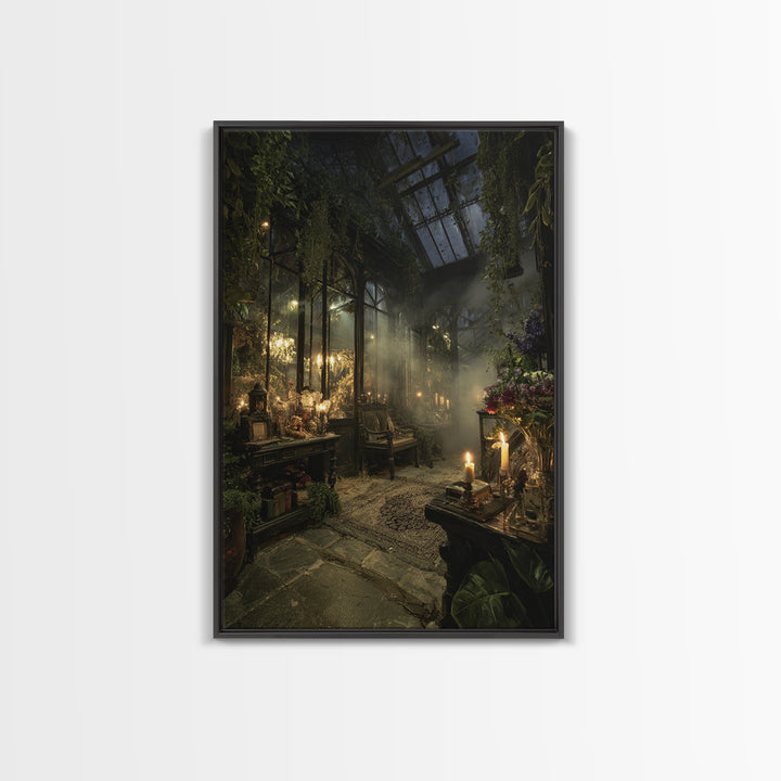 The Cemetery Greenhouse, Vertical Wall Art, Dark Fantasy Wall Art, Canvas Print, Halloween Wall Decor, Gothic Home Decor, Halloween Wall Art