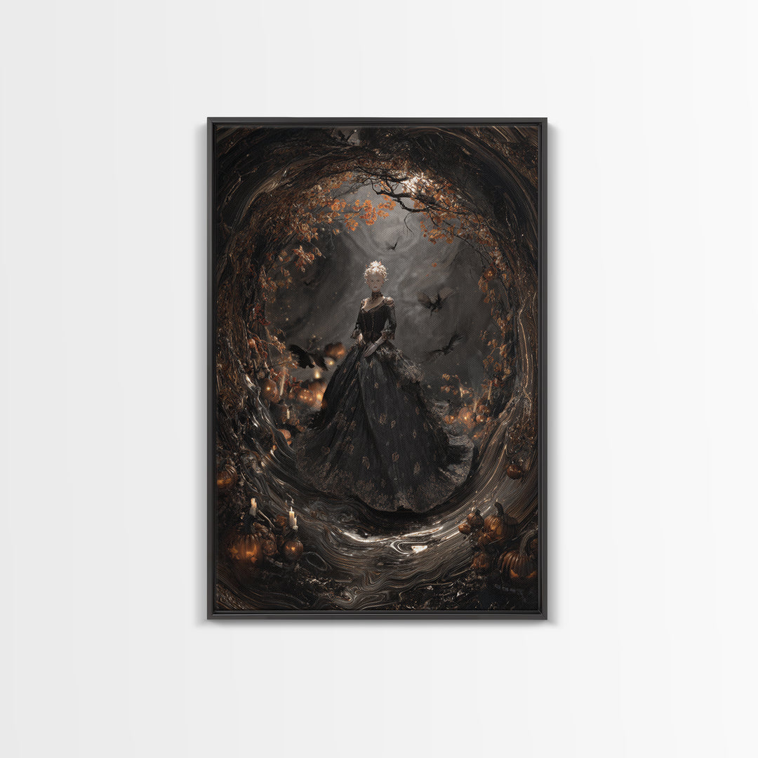 The Midnight Masquerade, Vertical Wall Art, Dark Halloween Decor, Canvas Print, Halloween Wall Decor, Gothic Home Decor