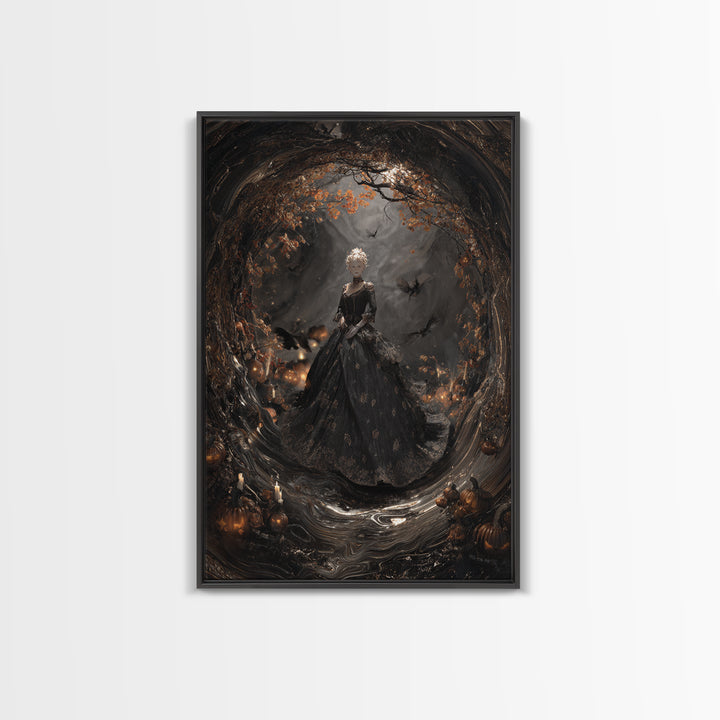 The Midnight Masquerade, Vertical Wall Art, Dark Halloween Decor, Canvas Print, Halloween Wall Decor, Gothic Home Decor