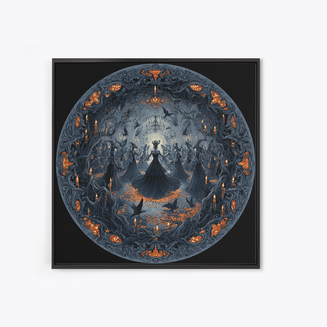 The Midnight Masquerade, Square Wall Art, Spooky Home Decor, Canvas Print, Halloween Wall Decor, Gothic Home Decor, Spooky Wall Decor